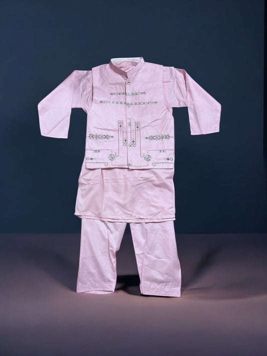 Traditional Kurta, Pajama and Coat Set for Boys - Ethnic Wear- 309