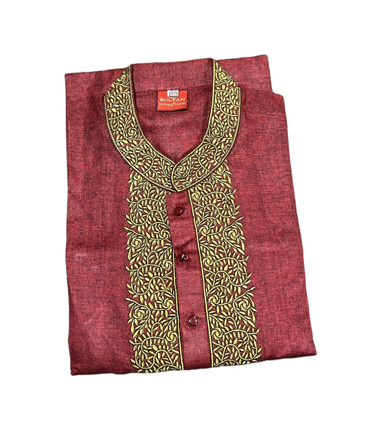Maroon - Comfortable Boys' Soft Cotton Kurta: Stylish and Breathable Ethnic Wear for Every Occasion