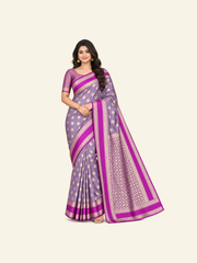 Silk Weaving Saree with Unstitched Blouse, Cultural Wear for Women