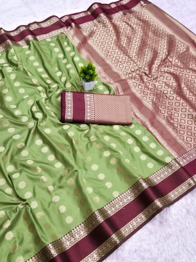 Silk Weaving Saree with Unstitched Blouse, Cultural Wear for Women