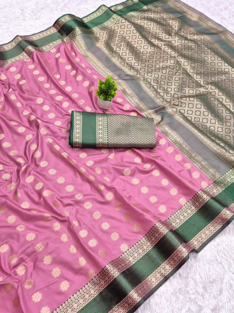 Silk Weaving Saree with Unstitched Blouse, Cultural Wear for Women