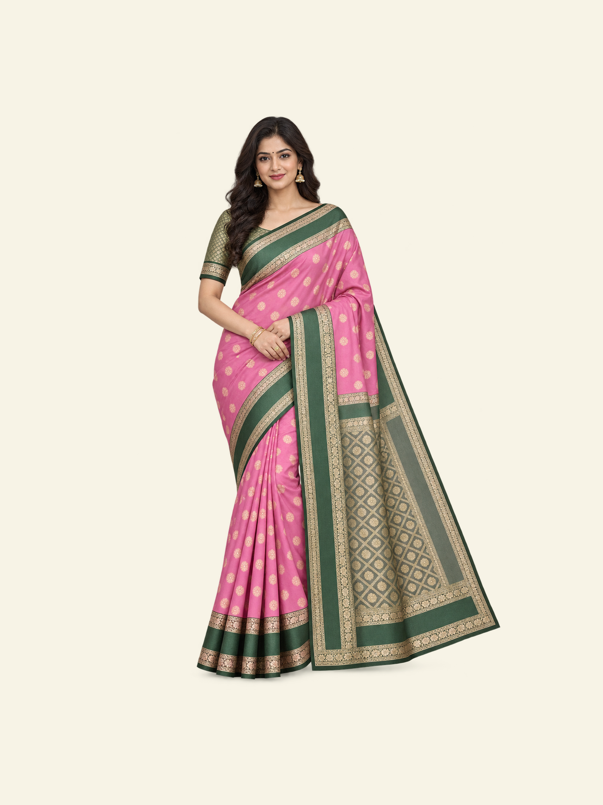 Silk Weaving Saree with Unstitched Blouse, Cultural Wear for Women