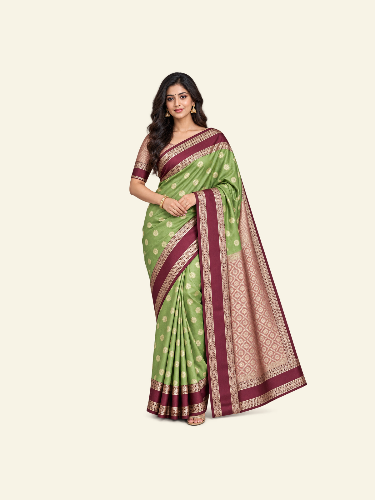Silk Weaving Saree with Unstitched Blouse, Cultural Wear for Women