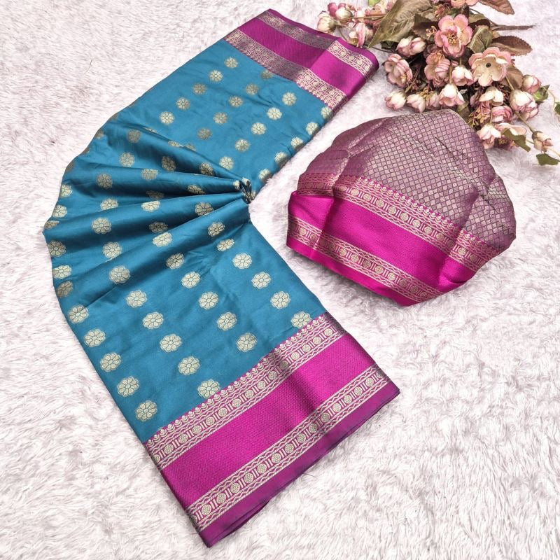 Silk Weaving Saree with Unstitched Blouse, Cultural Wear for Women