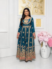 Traditional Saree Ghor Charlotte maxi gown, elegant cultural wear for women, featuring intricate designs and flowing fabric.