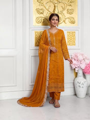 Traditional women's salwar kameez for party wear, cultural attire by Saree Ghor Charlotte, shown with intricate embroidery details.