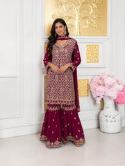Traditional designer Garara Salwar Kameez suit by Saree Ghor Charlotte featuring intricate embroidery and vibrant cultural style.