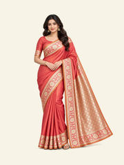 Banarasi Gala Silk Saree with Unstitched Blouse, Cultural Wear for Women