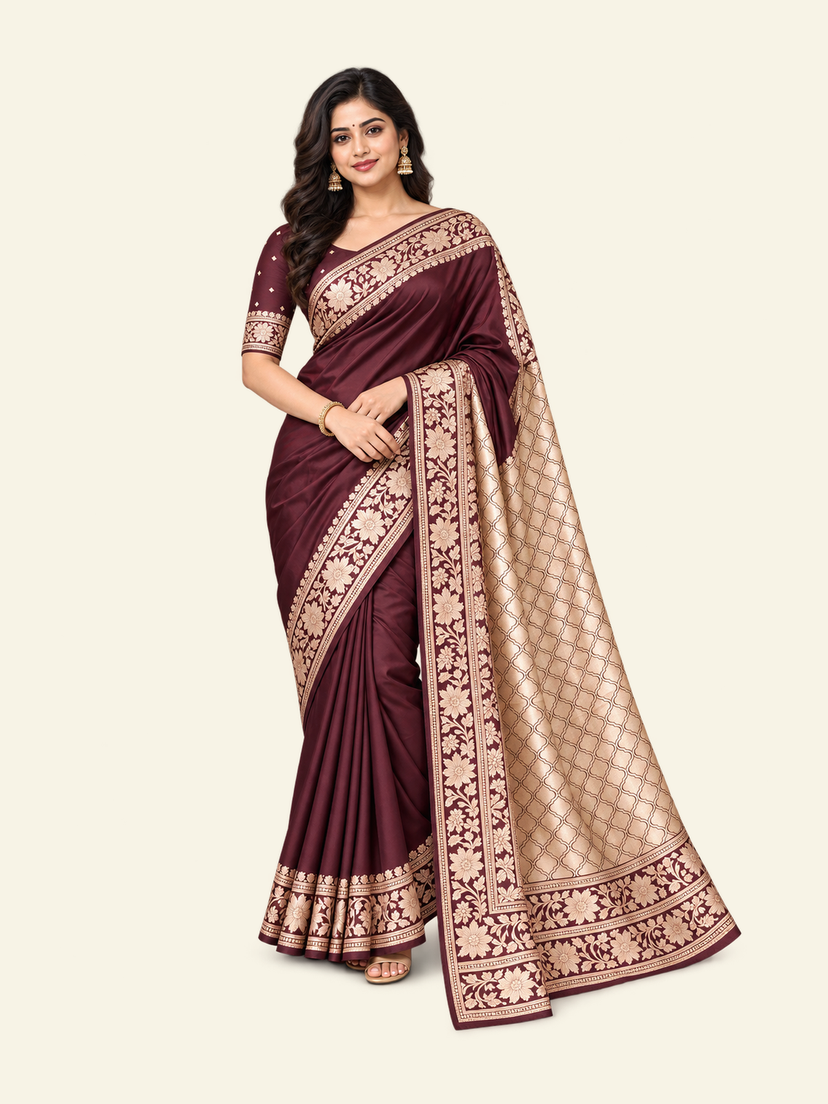 Banarasi Gala Silk Saree with Unstitched Blouse, Cultural Wear for Women