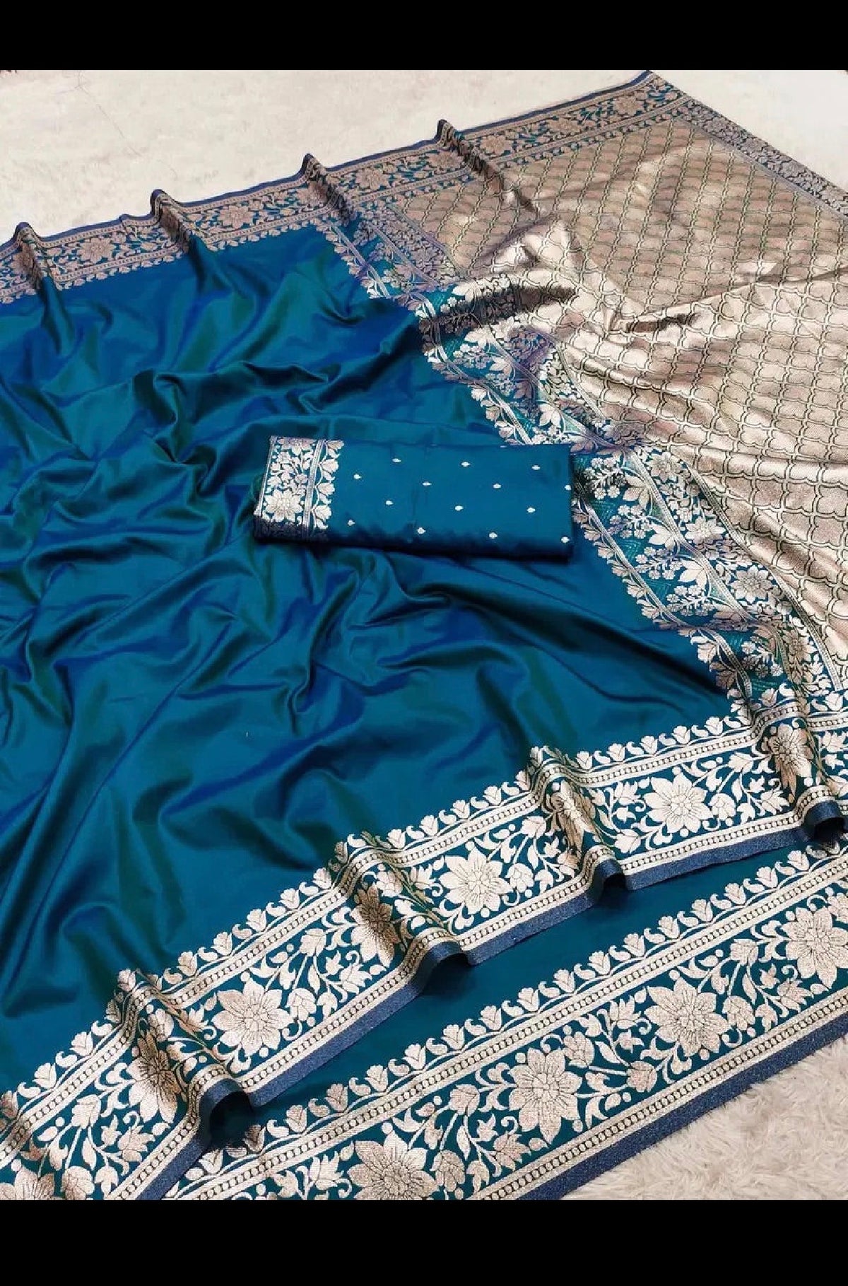 Banarasi Gala Silk Saree with Unstitched Blouse, Cultural Wear for Women