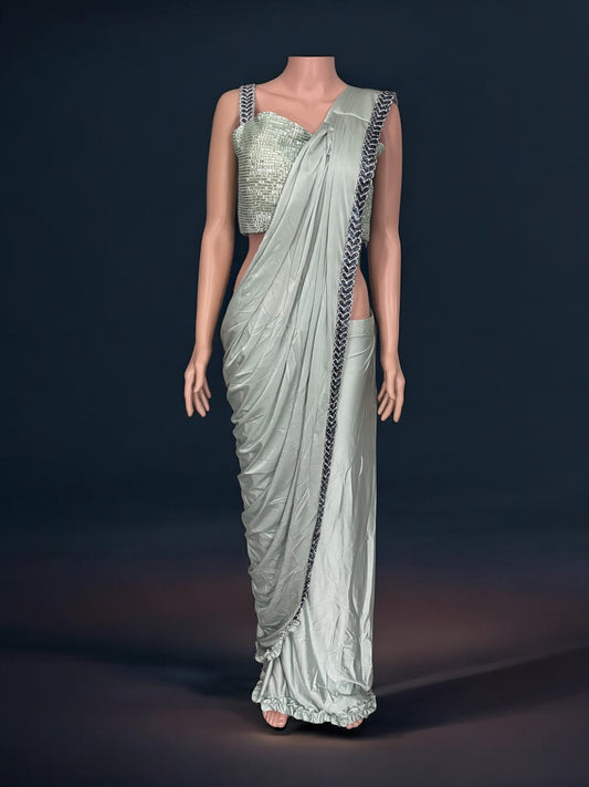 Traditional Ready to Wear Saree with Ready Blouse– Ethnic Wear for Women-J1