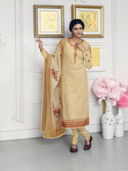 Cream Patola Traditional Faux Georgette Embroidered Salwar Kameez,A,Cultural Wear for Women