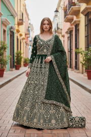 Faux Georgette Party Wear Gown with Purse, Cultural Wear for Women