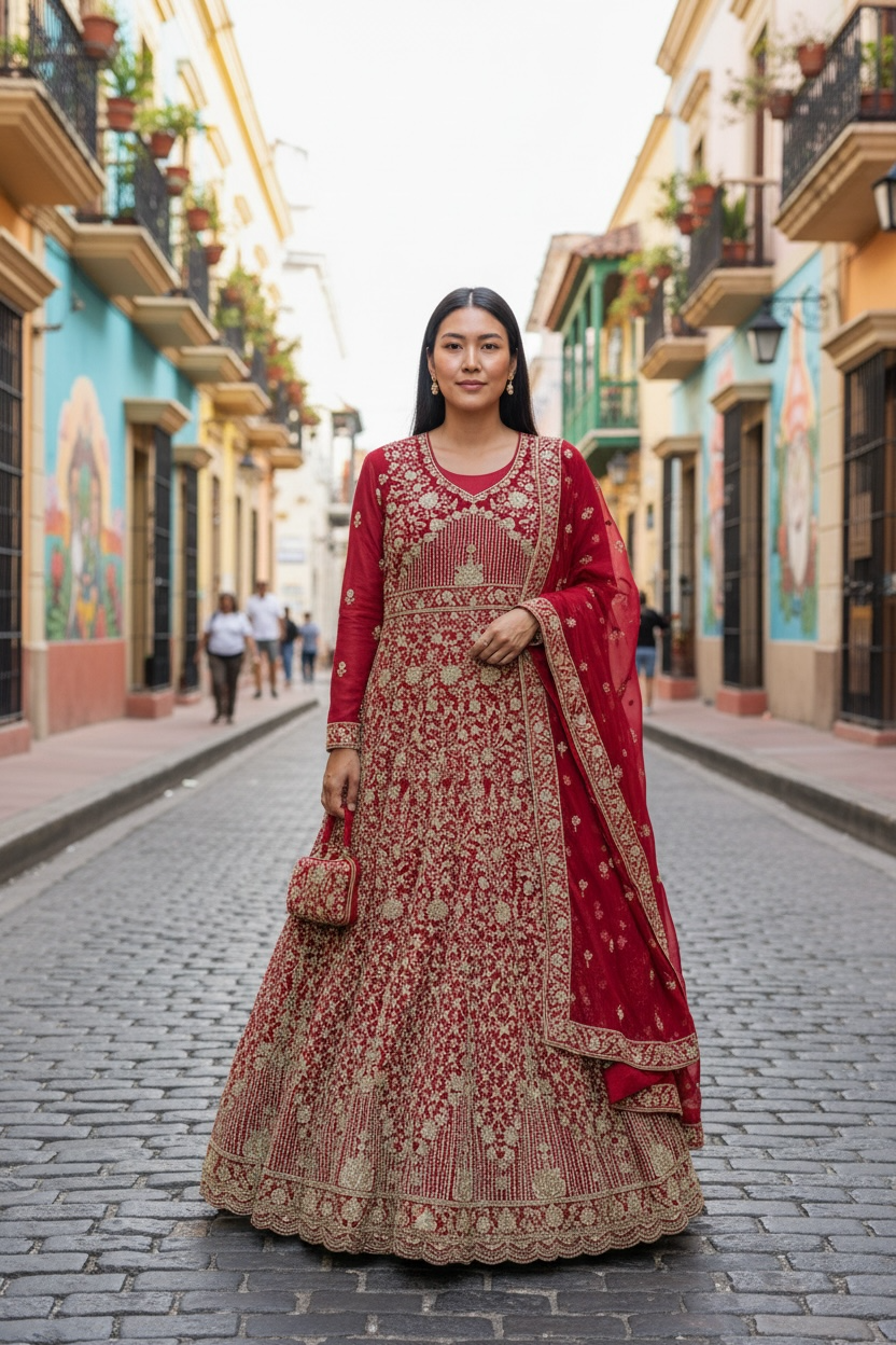 Faux Georgette Party Wear Gown with Purse, Cultural Wear for Women