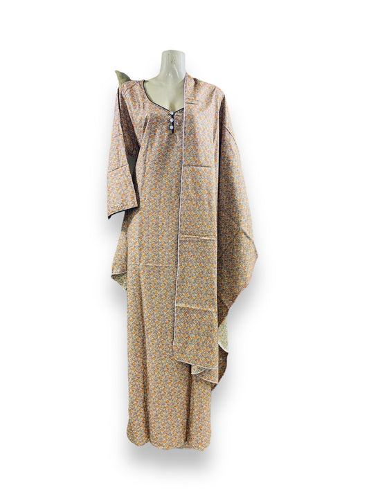Linen Maxi Dress Set with Matching Dupatta - 108