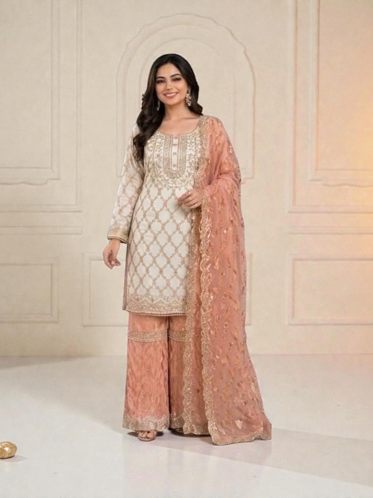 Faux Georgette Party Wear Gharara Salwar Kameez, Cultural Wear for Women