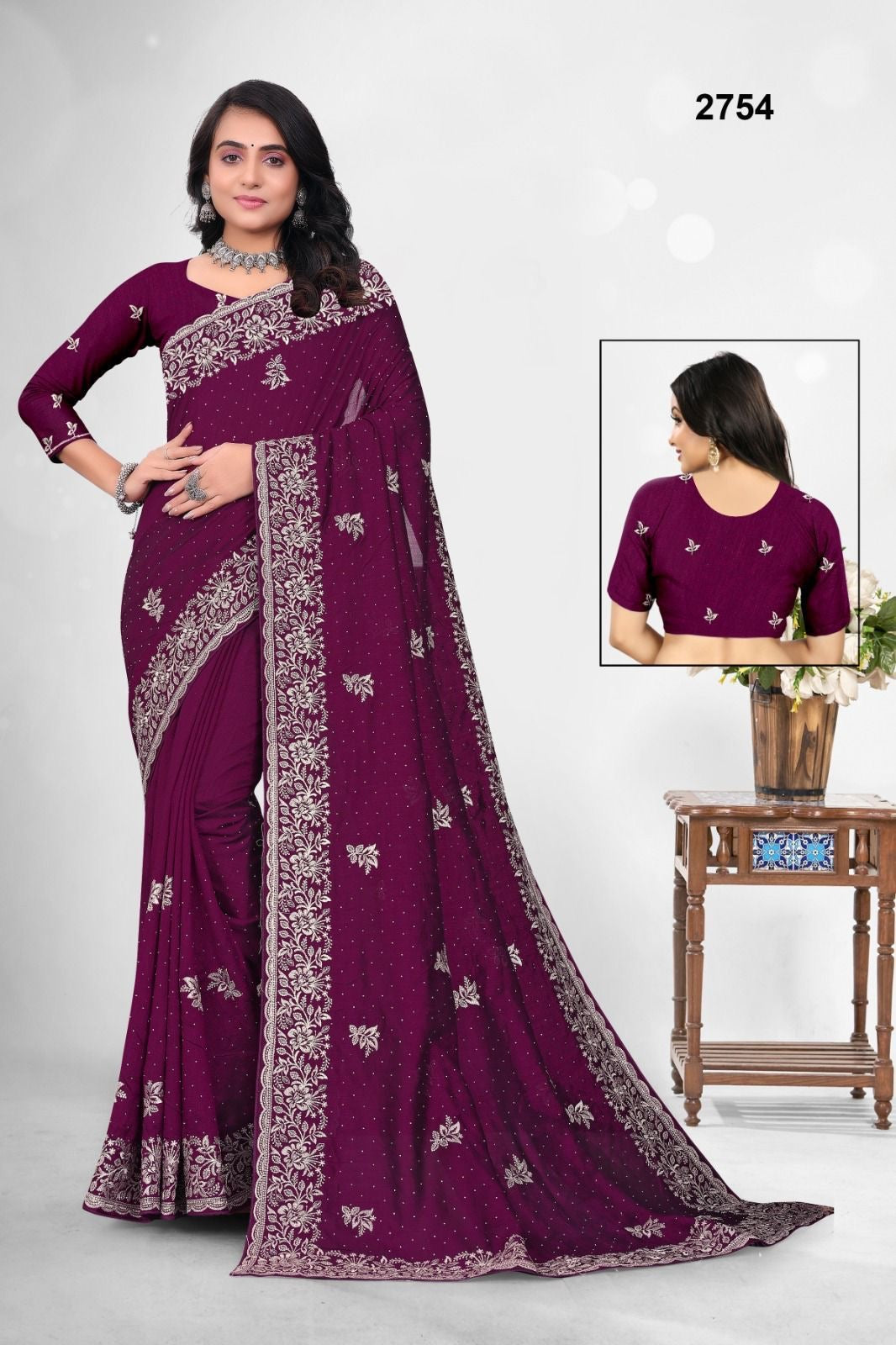 Vichitra Silk traditional saree for women with intricate patterns, cultural wear by Saree Ghor Charlotte, draped elegantly.