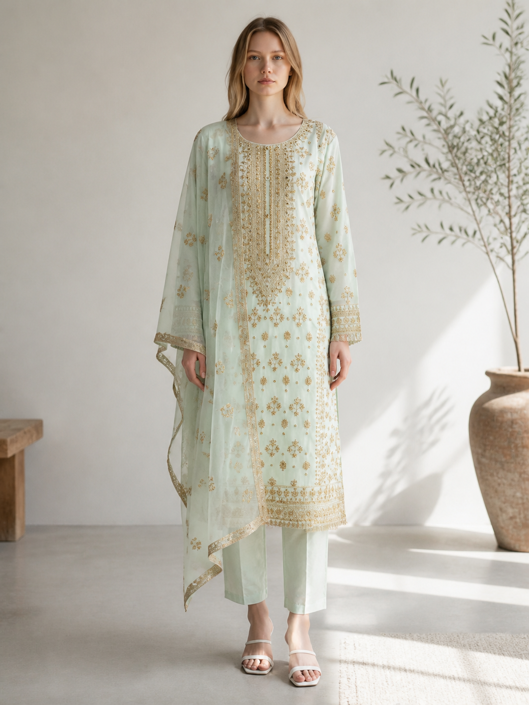 Traditional Saree Ghor Charlotte Salwar Kameez for women, featuring intricate embroidery and vibrant colors.