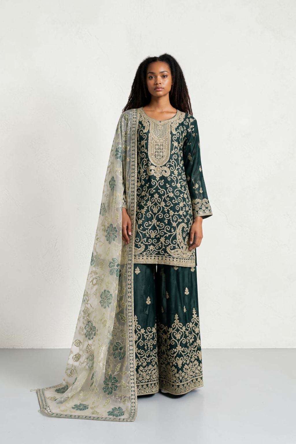 Russian Plazo Dress, Cultural Wear for Women