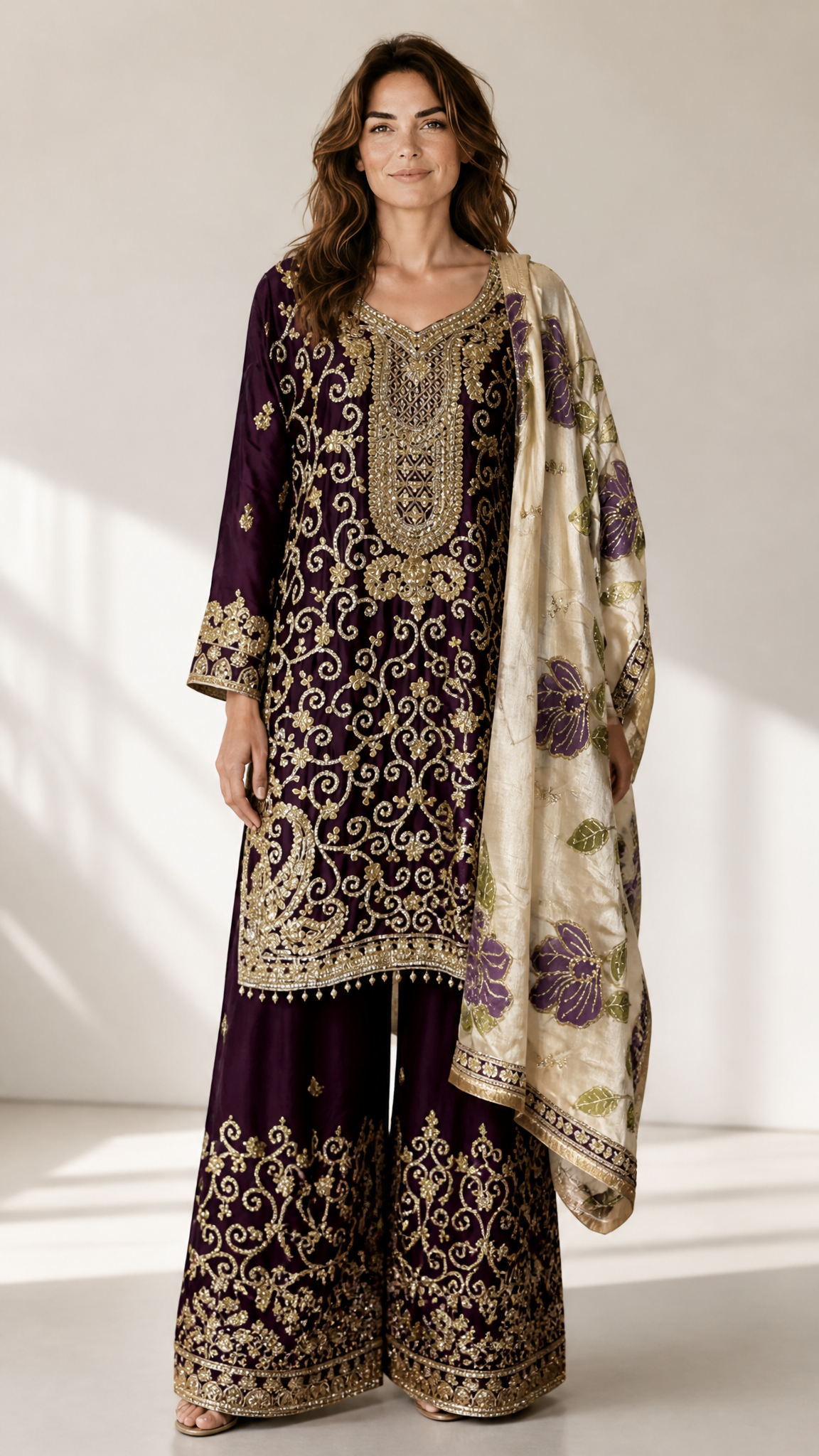 Russian Plazo Dress, Cultural Wear for Women