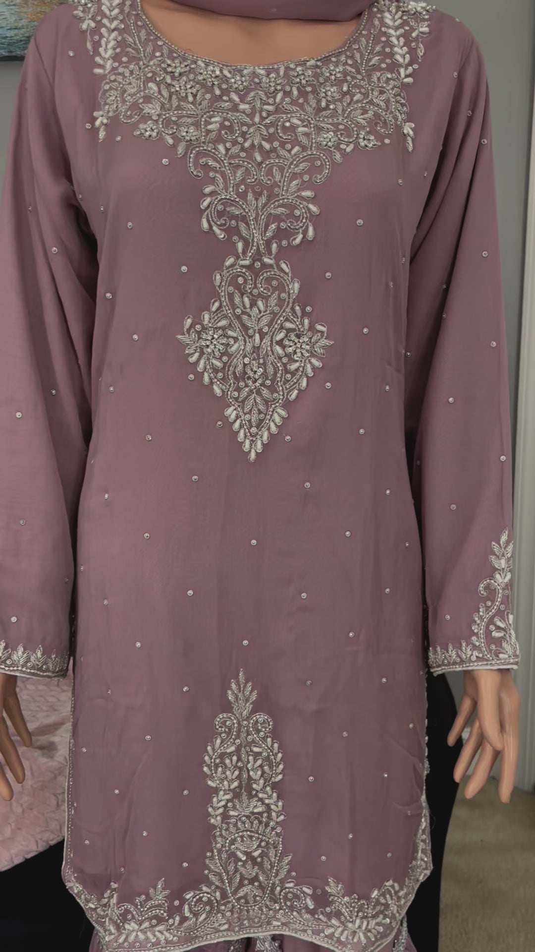 Load video: Lavender, Traditional Garara Designer Salwar Kameez Suit, Cultural Wear for Women, 234