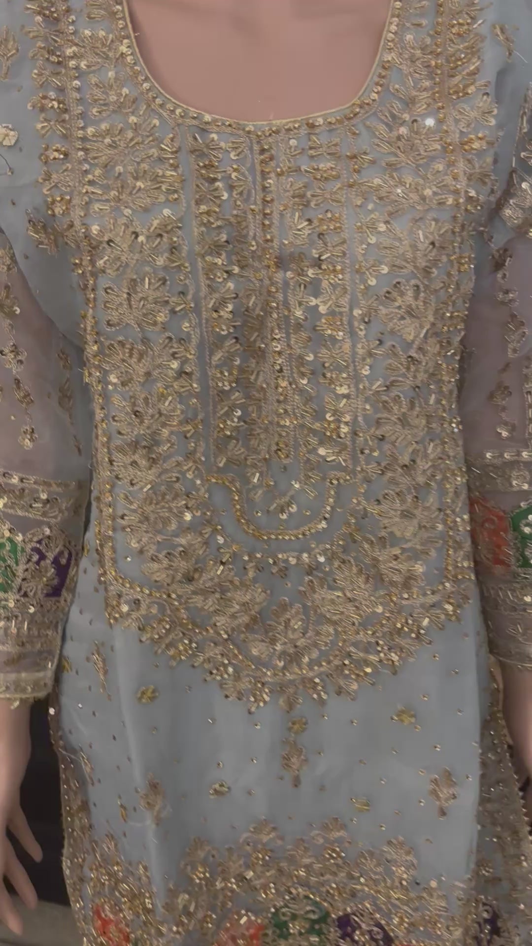 Load video: Traditional Designer Gharara Salwar Kameez Set, Cultural Wear for Women,01