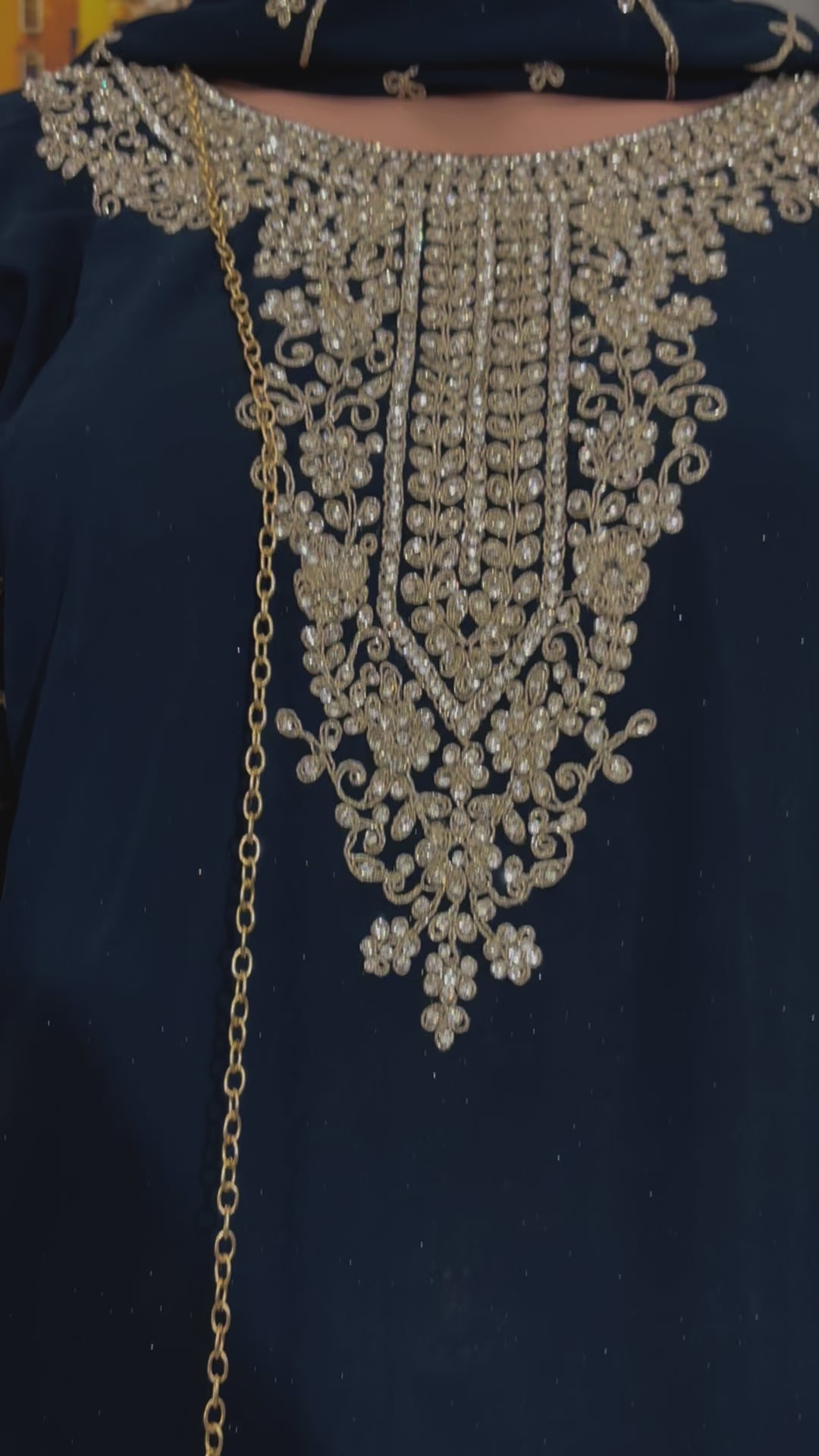 Load video: Navy Blue, Traditional Designer Salwar Kameez Suit with Handbag, Cultural Wear for Women, 228