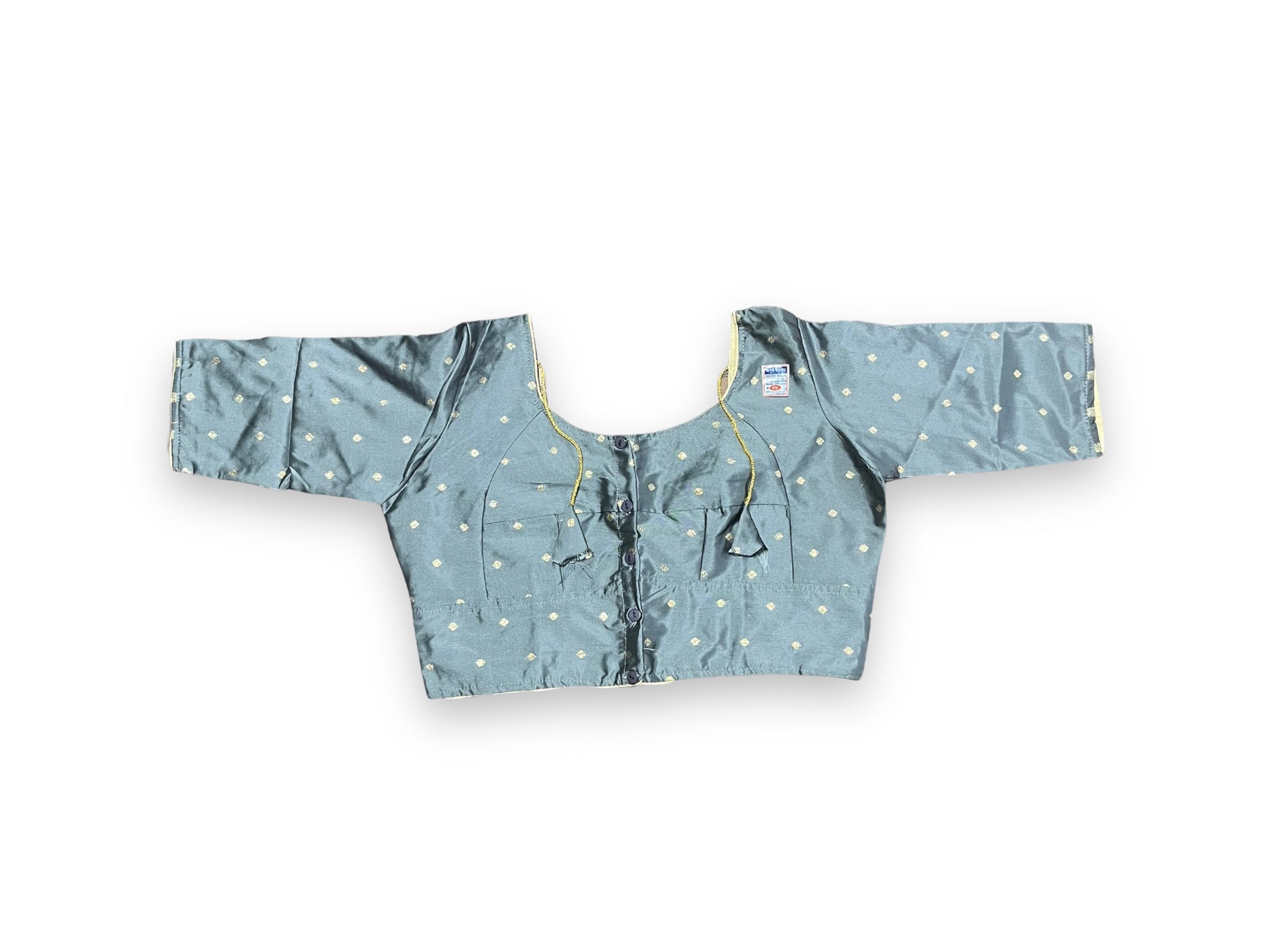Gray traditional ready-made blouse for saree by Saree Ghor Charlotte, featuring ethnic design and classic fit for women.