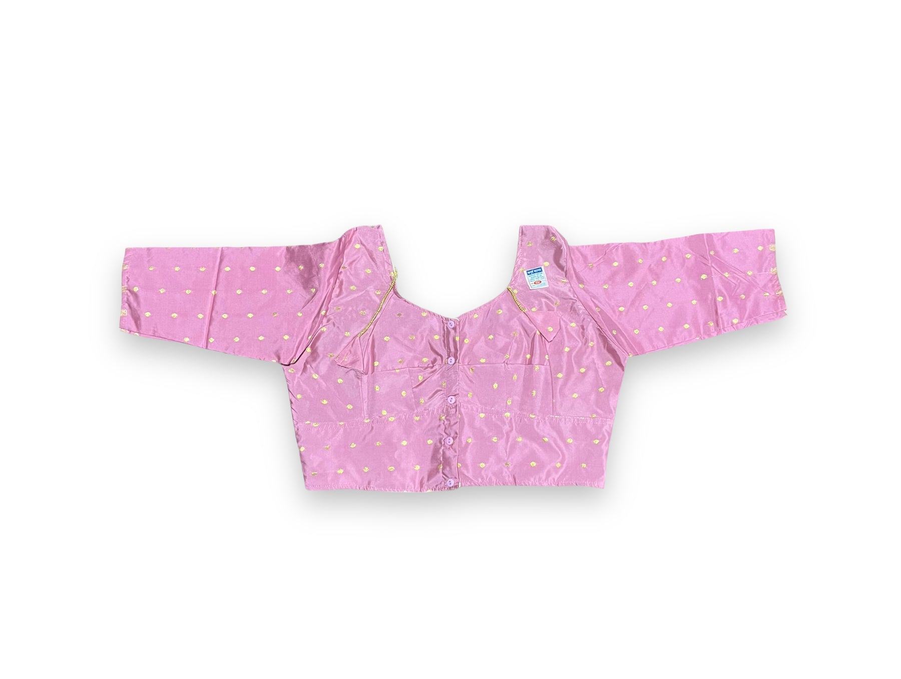 Pink traditional ready-made blouse for saree from Saree Ghor Charlotte, featuring ethnic design and comfortable fit for women.