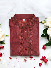 Soft cotton boys' traditional kurta for infants, from Saree Ghor Charlotte, featuring comfortable ethnic wear for boys aged 0-3 months.