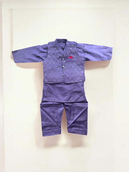 Traditional Kurta, Pajama and Coat Set for Boys - Ethnic Wear- 312 - Saree Ghor Charlotte