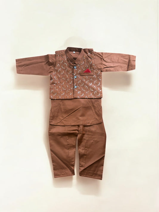 Traditional Kurta, Pajama and Coat Set for Boys - Ethnic Wear- 313 - Saree Ghor Charlotte