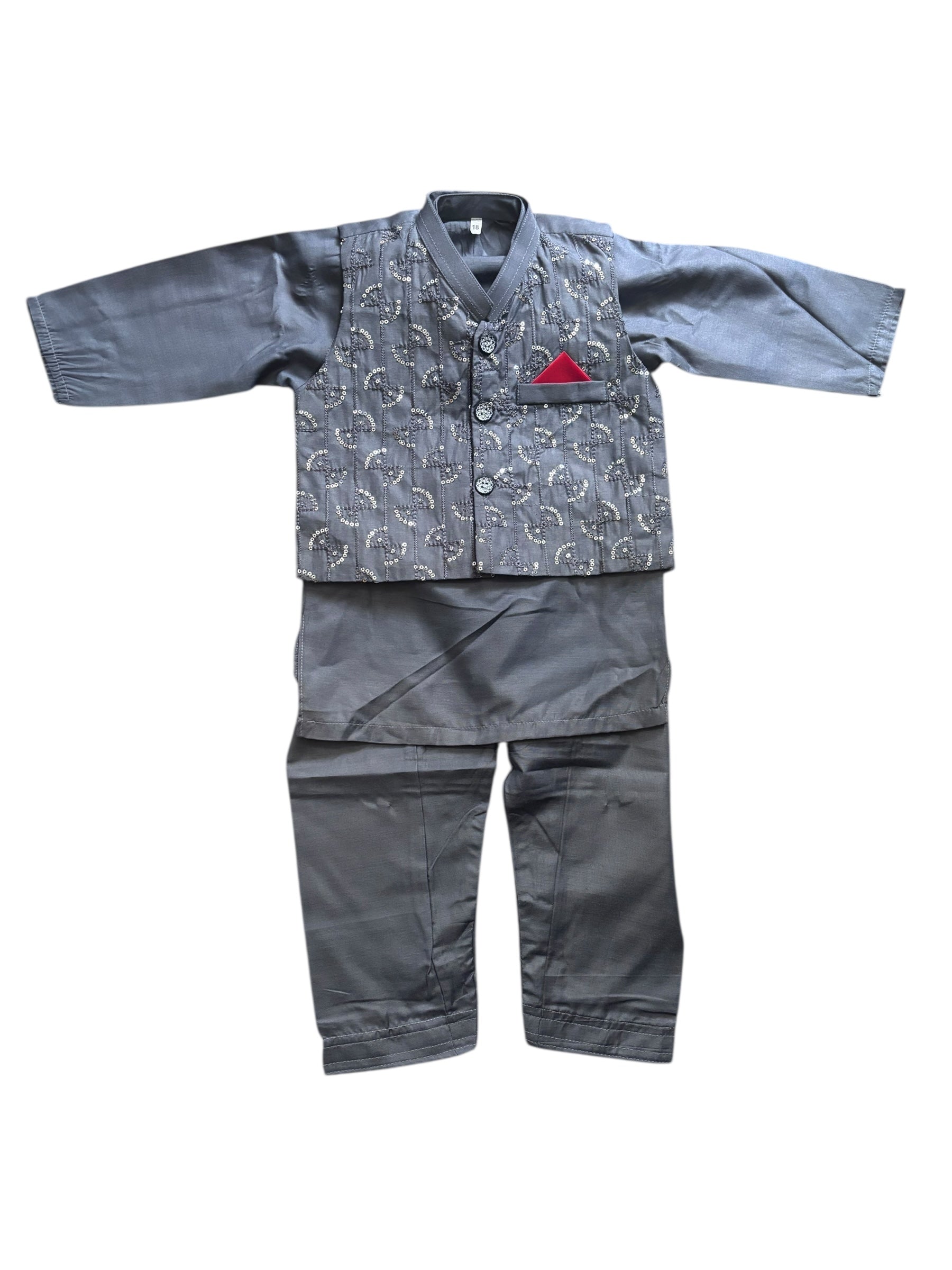 Traditional Kurta, Pajama and Coat Set for Boys, Cultural Wear, 314 - Saree Ghor Charlotte