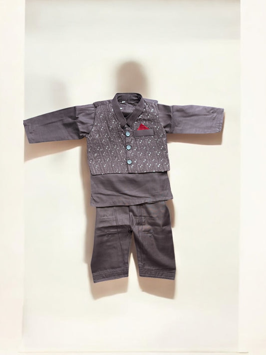Traditional Kurta, Pajama and Coat Set for Boys - Ethnic Wear- 316 - Saree Ghor Charlotte