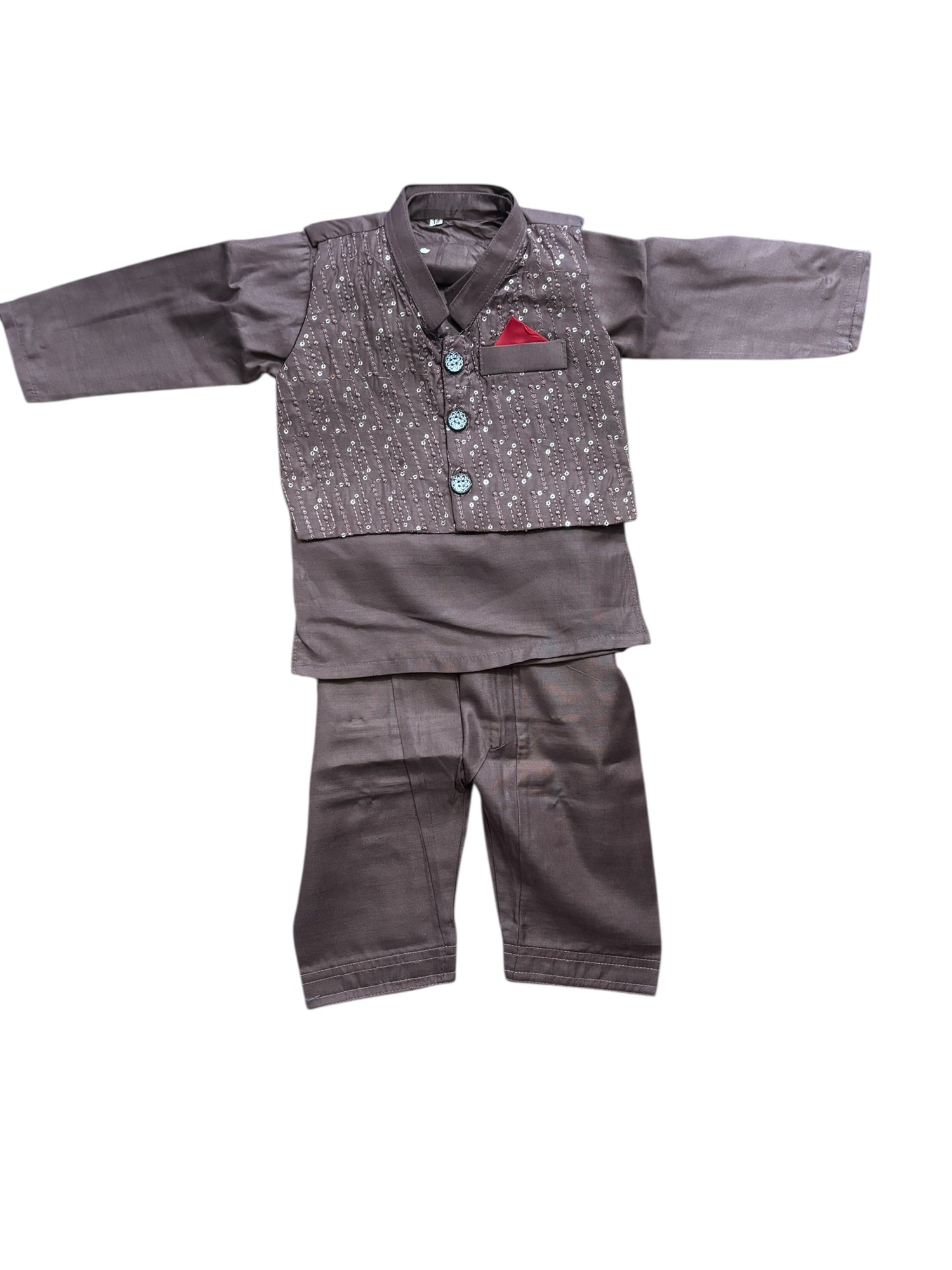 Traditional Kurta, Pajama and Coat Set for Boys - Ethnic Wear- 316 - Saree Ghor Charlotte