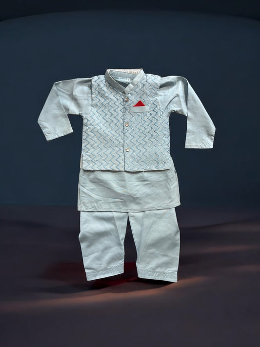 Traditional Kurta, Pajama and Coat Set for Boys - Ethnic Wear- 322 - Saree Ghor Charlotte