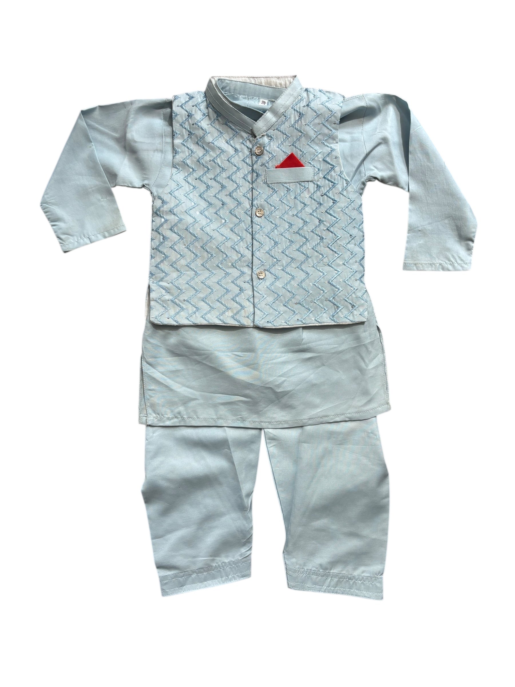 Traditional Kurta, Pajama and Coat Set for Boys, Cultural Wear, 322 - Saree Ghor Charlotte