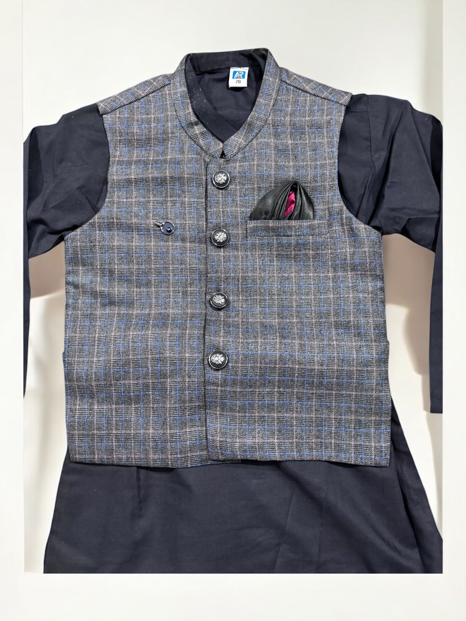 Traditional Soft Cotton Kurta, Pajama and Coat Set for Boys, Cultural Wear, 211 - Saree Ghor Charlotte