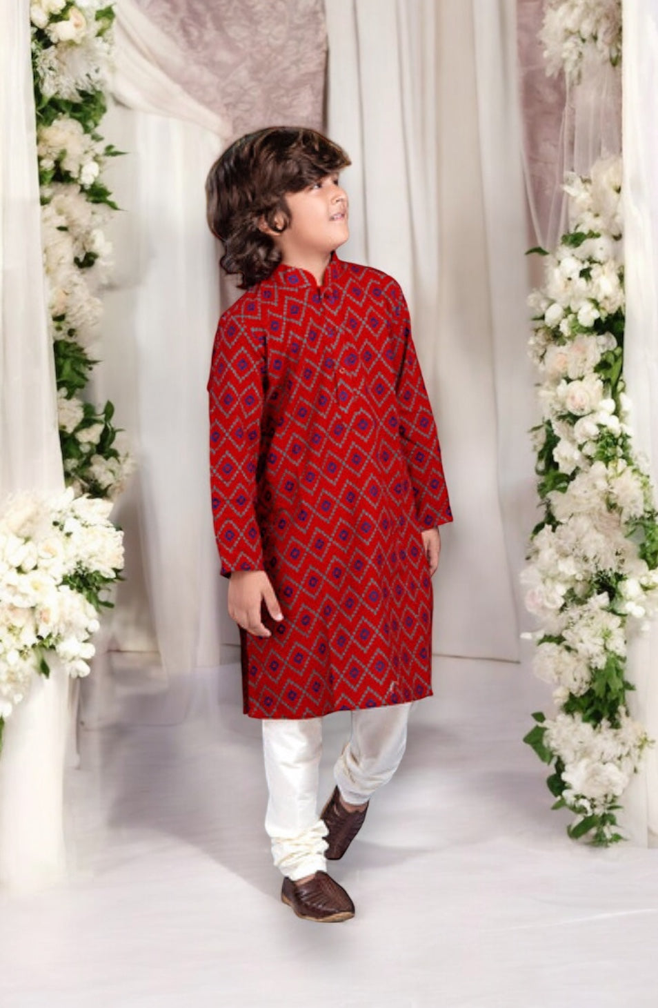 Cotton traditional boys Kurta and pajama set by Saree Ghor Charlotte, ethnic wear for 1-2 years old boys, in vibrant colors.