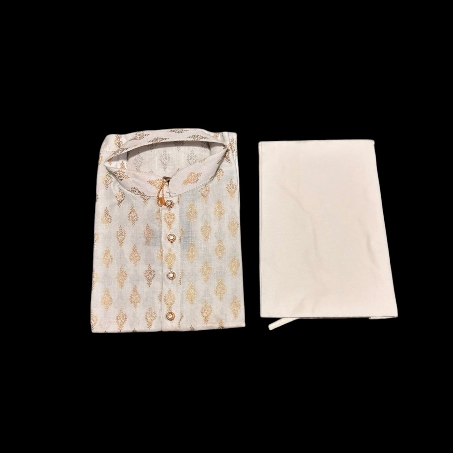 Printed Traditional White Cotton Kurta Pajama Set for Boys - 6428 - Saree Ghor Charlotte