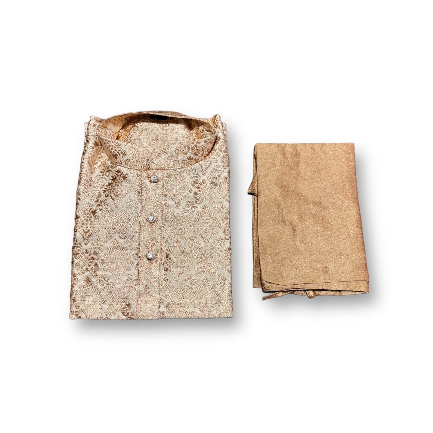 Traditional - Boys Golden Kurta Pajama - 6351 - Saree Ghor Charlotte