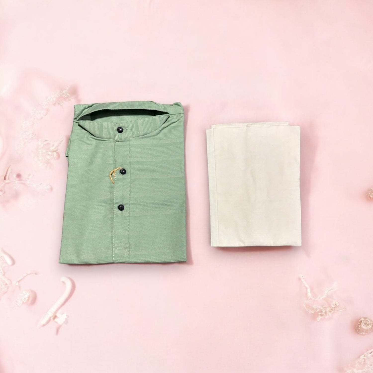 Traditional Boys Green Cotton Kurta Pajama - 1009 - Saree Ghor Charlotte