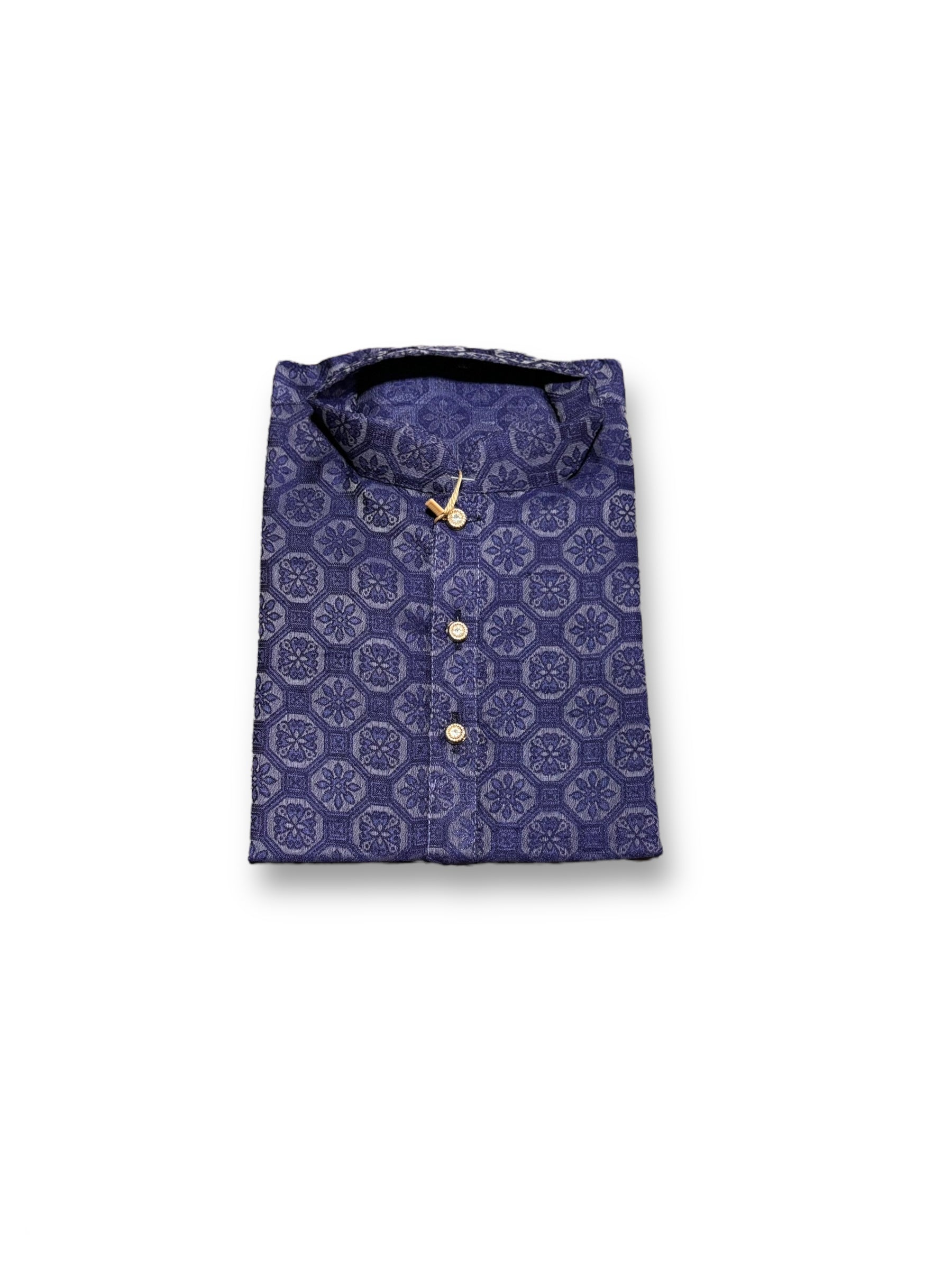 Traditional Boys Navy Blue Printed Kurta Pajama, 6441 - Saree Ghor Charlotte