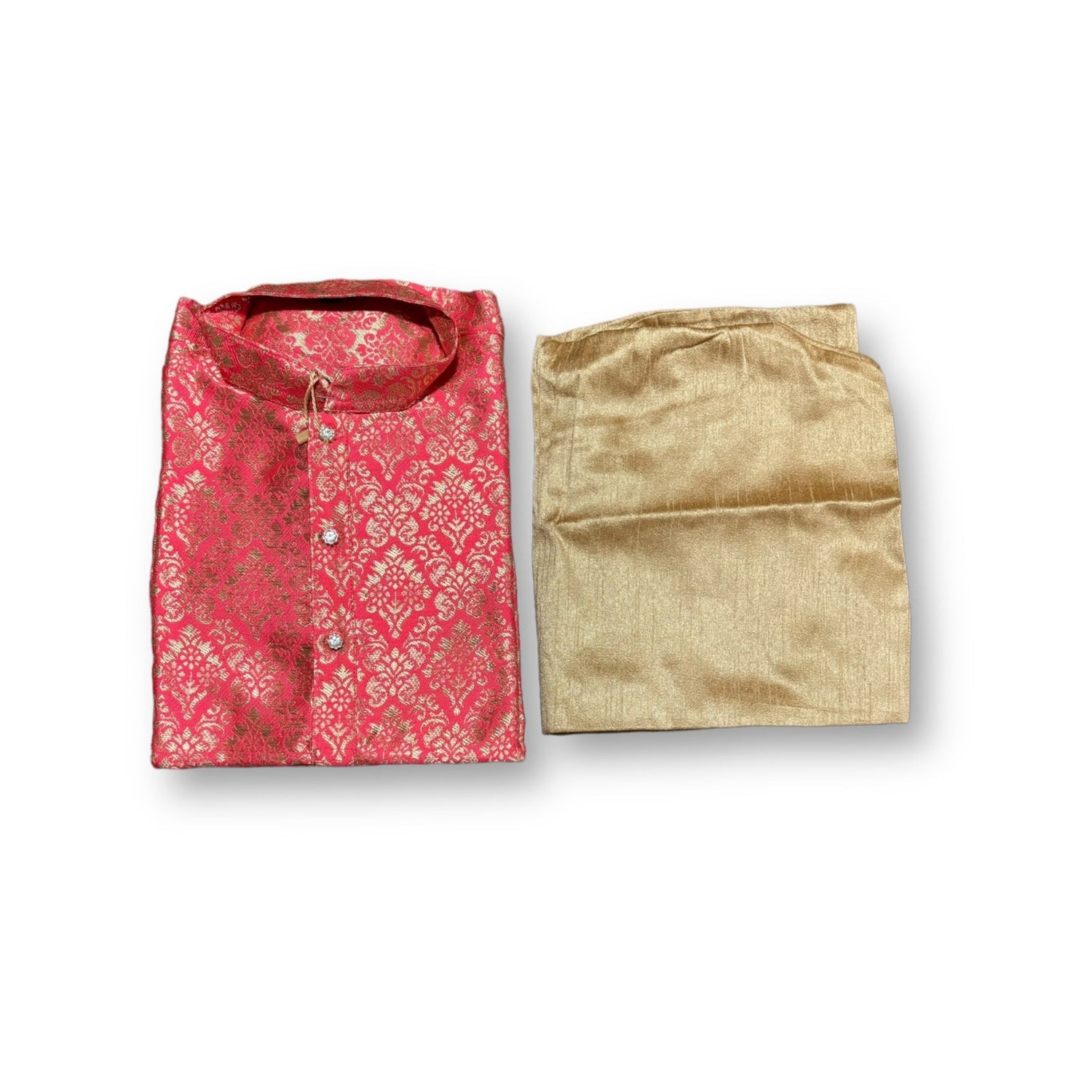 Traditional Boys Pink Silk Kurta Pajama - 6351 - Saree Ghor Charlotte