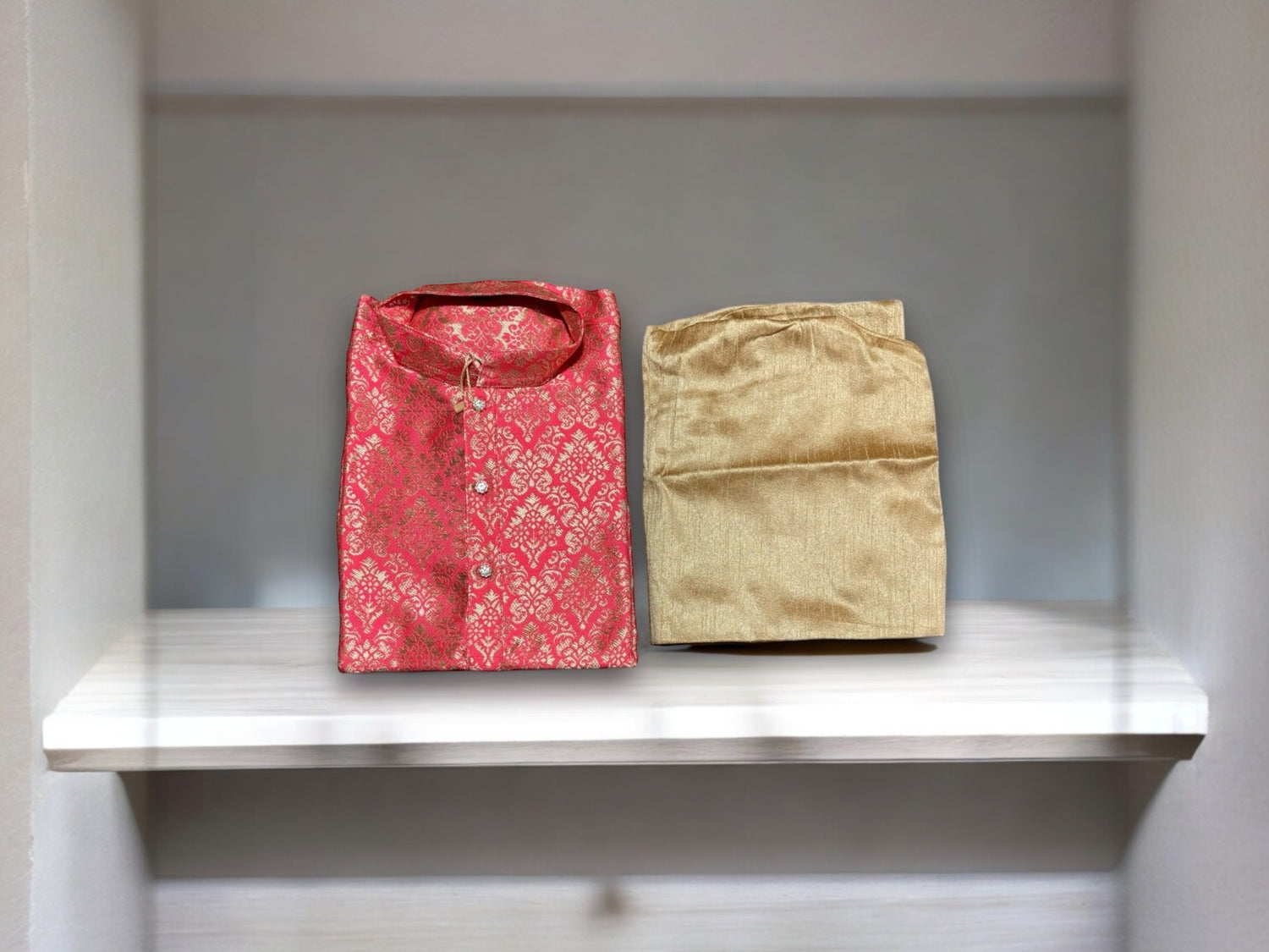 Traditional Boys Pink Silk Kurta Pajama - 6351 - Saree Ghor Charlotte
