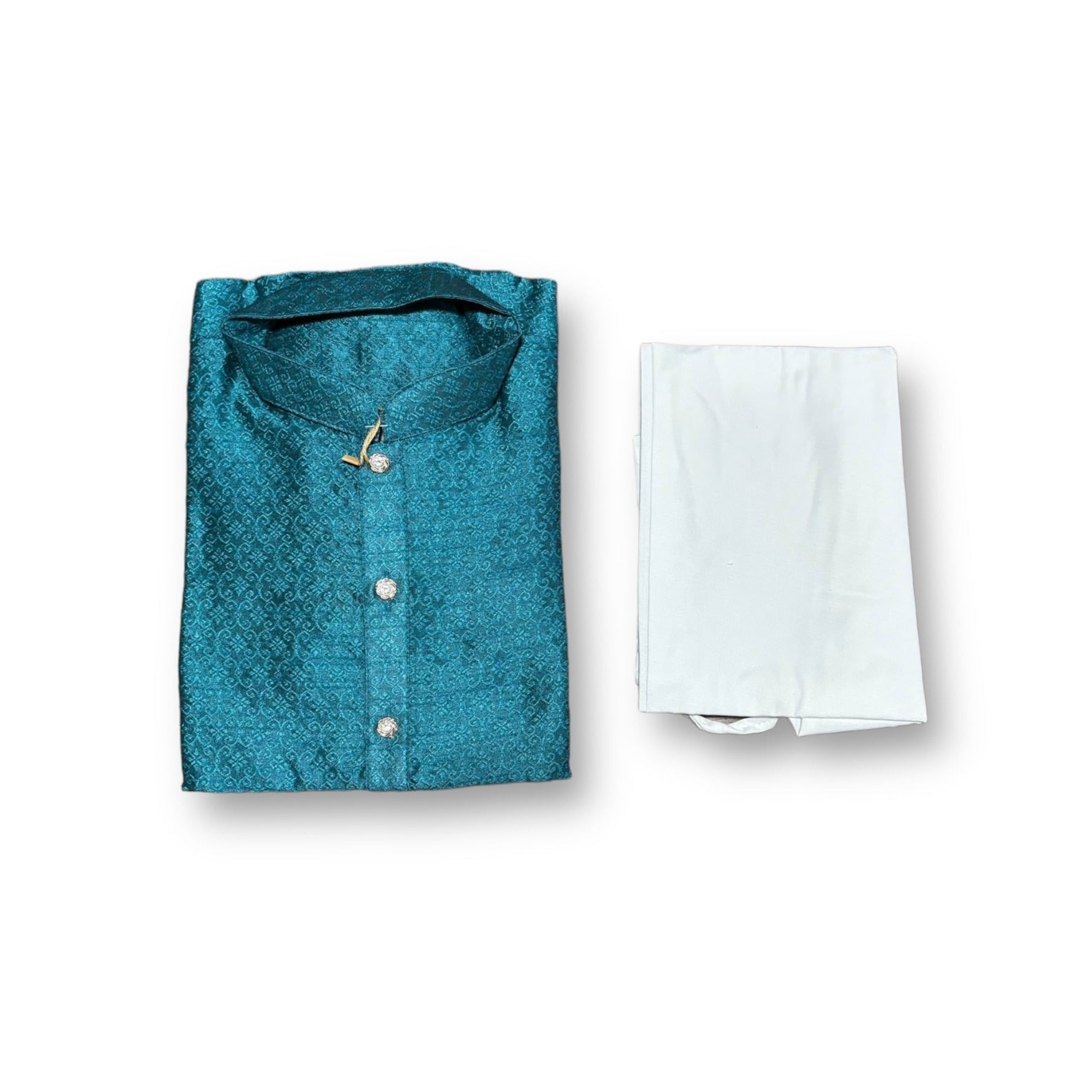 Traditional, Boys Rama Blue Silk Kurta Pajama, 6216 - Saree Ghor Charlotte