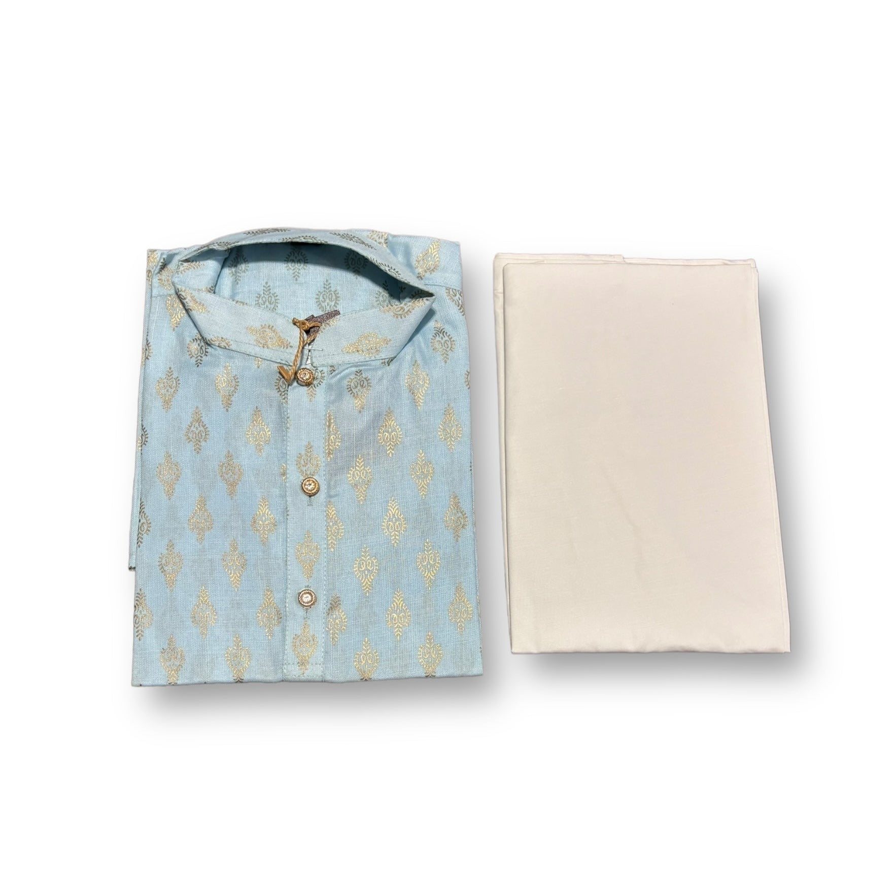 Traditional Boys Sky Blue Printed Kurta Pajama, 6428 - Saree Ghor Charlotte