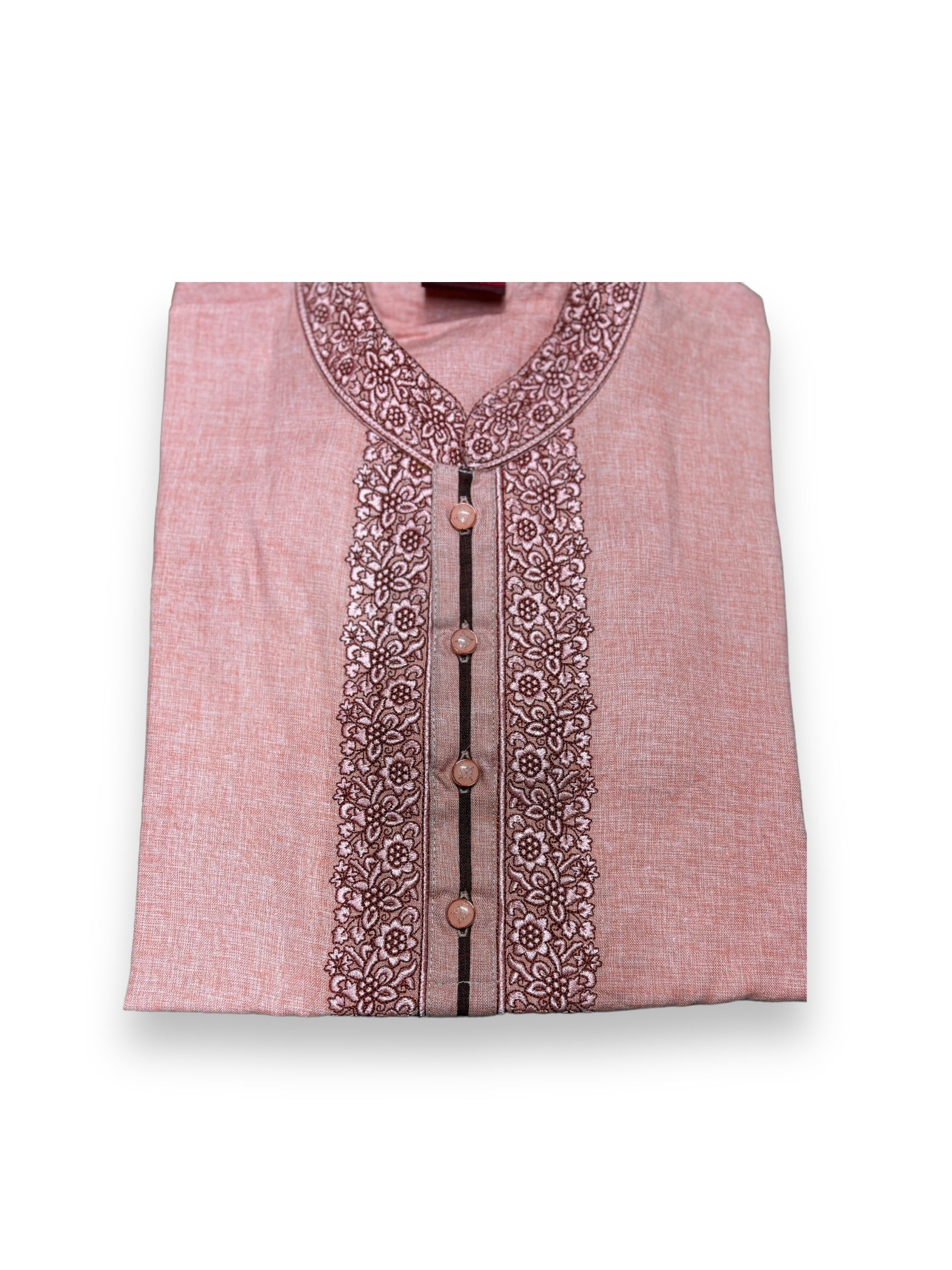 Light pink cotton boys kurta for toddlers, traditional style with soft fabric, by Saree Ghor Charlotte, suitable for young boys.