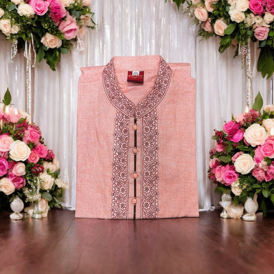 Light Pink- Soft Cotton Traditional Boys Kurta- 014 - Saree Ghor Charlotte
