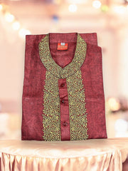 Maroon soft cotton traditional boys kurta by Saree Ghor Charlotte for 2-year-olds, featuring classic design and comfortable fit.